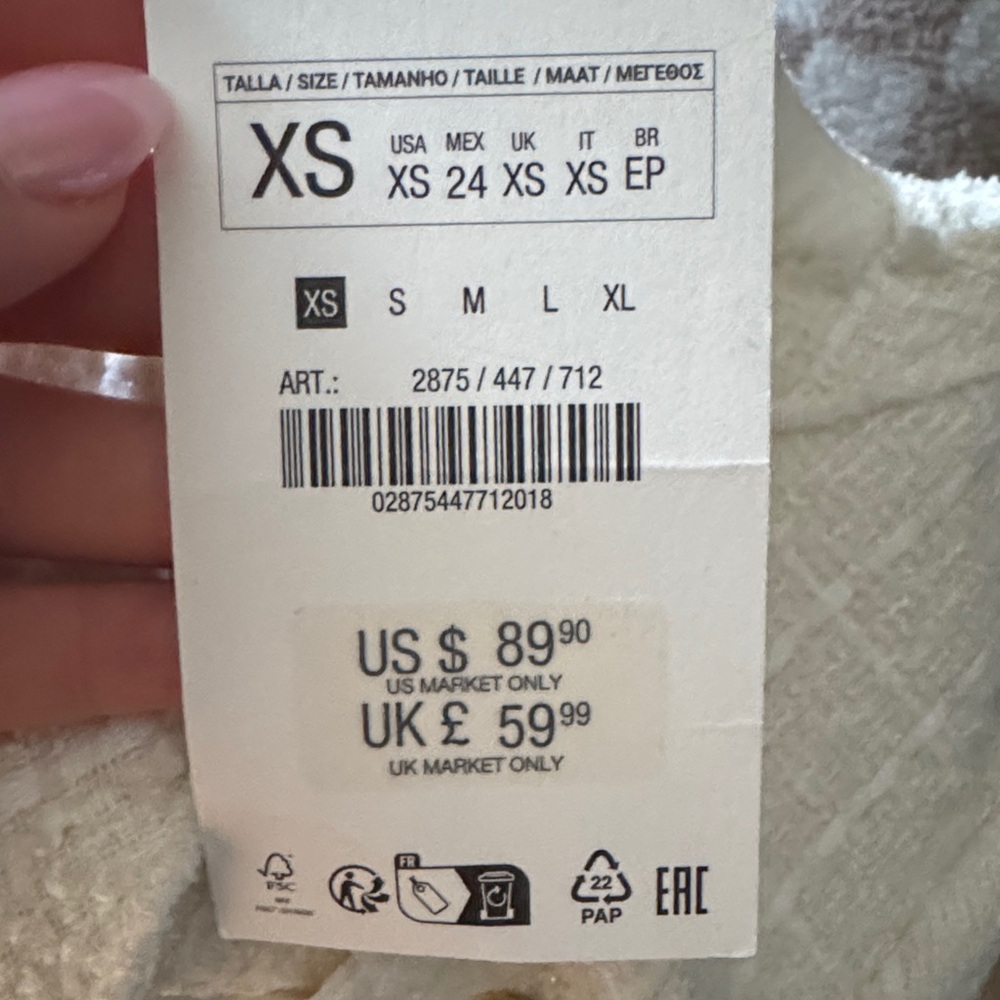 *BRAND NEW* Zara Cream/White Tweed Dress with Gold Buttons XS - Picture 14 of 14